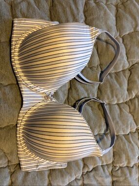 Victoria's Secret Light Blue and White Striped Contour Bra